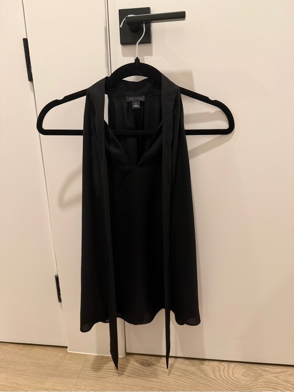 Ann Taylor Black Sleeveless Halter Tie-Detail Top